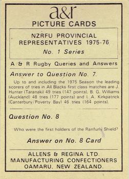 1976 Allens & Regina NZRFU Provincial Union Representatives #7 Rick Clarke Back